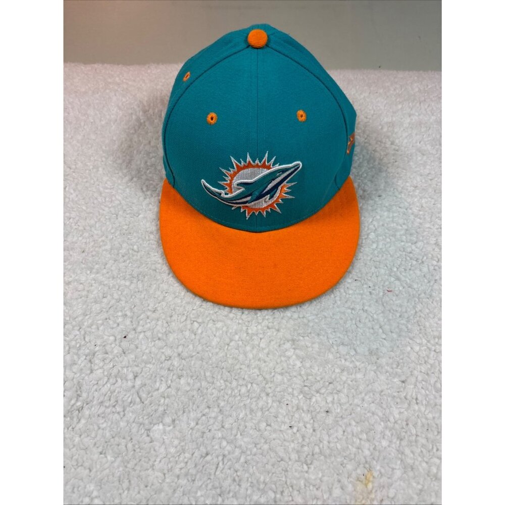 New Era Miami Dolphins 59FIFTY Fitted Cap Size 7 3/8 Teal & Orange Polyester